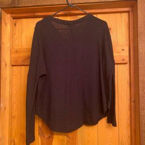 a.n.a Black Waffle Knit Button Down Shirt